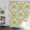 Avocado Green Damask Pattern Shower Curtain