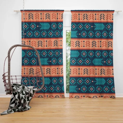 Aztec Bohemian Stripe Design Curtain