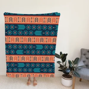 Aztec Bohemian Stripe Design Fleece Blanket