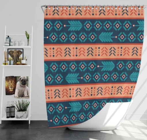 Aztec Bohemian Stripe Design Shower Curtain