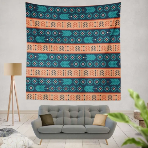 Aztec Bohemian Stripe Design Wall Tapestry