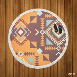 Aztec Navaho Geometrics Round Beach Towel