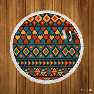 Aztec Pattern Design Round Beach Towel