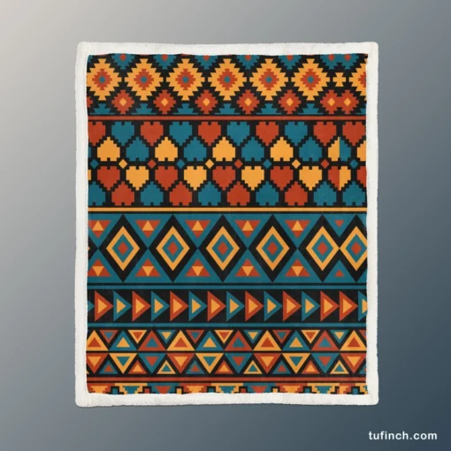 Aztec Pattern Design Sherpa Fleece Blanket 1