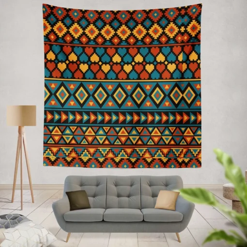 Aztec Pattern Design Wall Tapestry