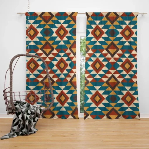 Aztec Tribal Argyle Design Curtain