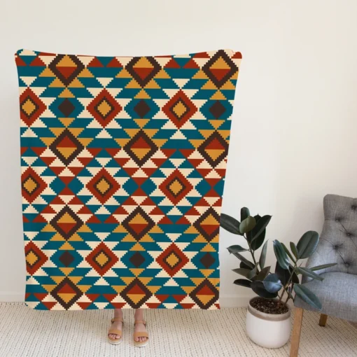 Aztec Tribal Argyle Design Fleece Blanket