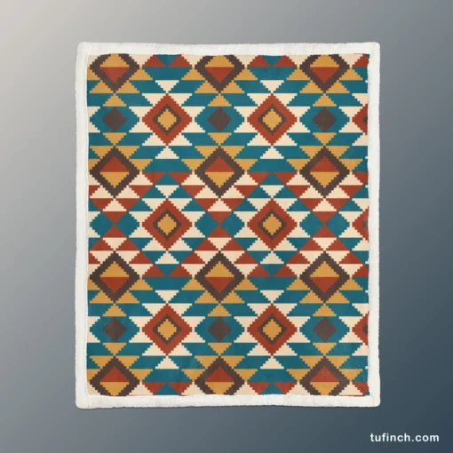 Aztec Tribal Argyle Design Sherpa Fleece Blanket 1