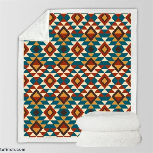 Aztec Tribal Argyle Design Sherpa Fleece Blanket