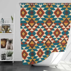 Aztec Tribal Argyle Design Shower Curtain