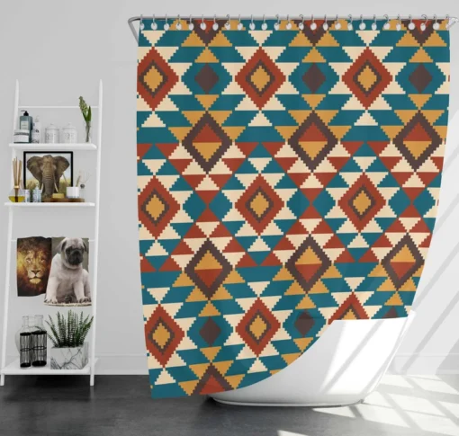 Aztec Tribal Argyle Design Shower Curtain