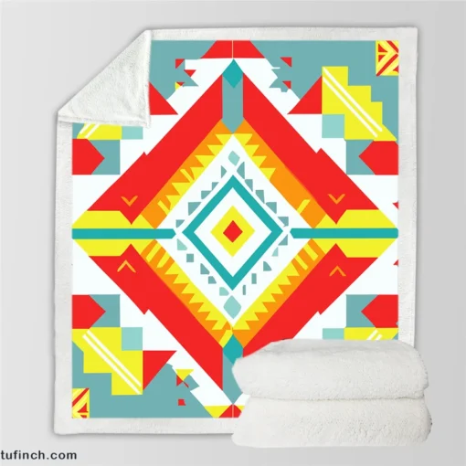 Aztec Tribal Colorful Design Sherpa Fleece Blanket