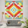 Aztec Tribal Colorful Design Wall Tapestry