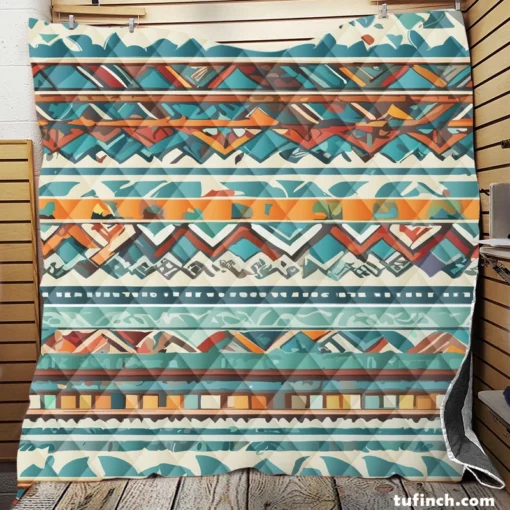 Aztec Vector White Background Pattern Quilt Blanket