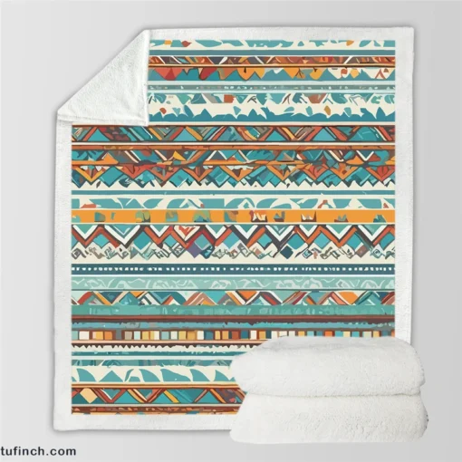 Aztec Vector White Background Pattern Sherpa Fleece Blanket