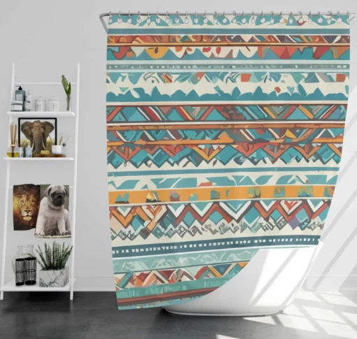 Aztec Vector White Background Pattern Shower Curtain