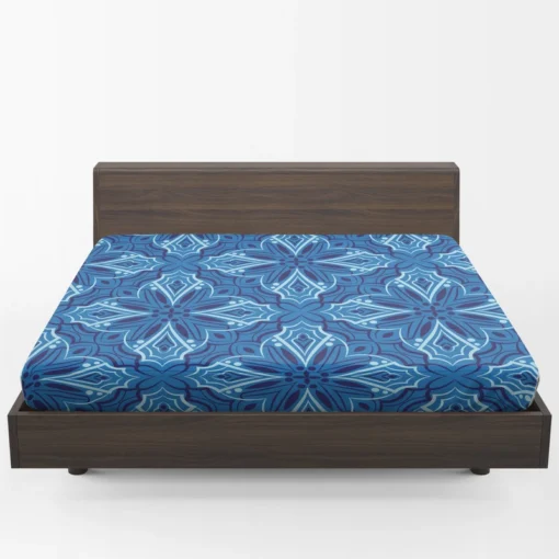 Azulejo Ikat Pattern Fitted Sheet 1