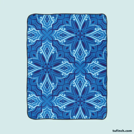 Azulejo Ikat Pattern Fleece Blanket 1