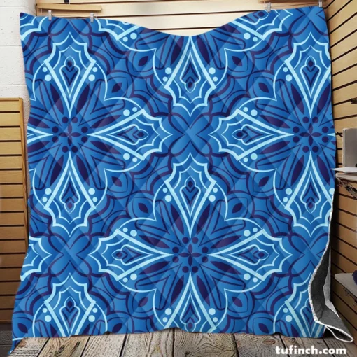 Azulejo Ikat Pattern Quilt Blanket