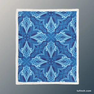 Azulejo Ikat Pattern Sherpa Fleece Blanket 1