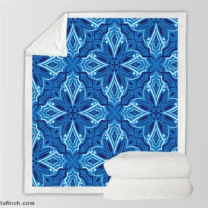 Azulejo Ikat Pattern Sherpa Fleece Blanket