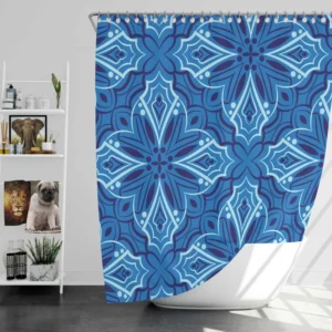 Azulejo Ikat Pattern Shower Curtain