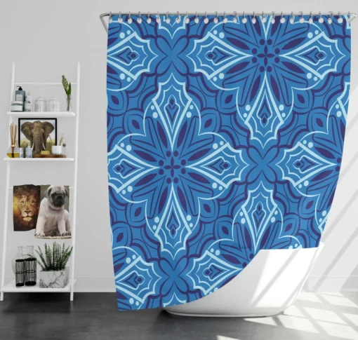 Azulejo Ikat Pattern Shower Curtain