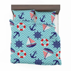 Baby Marine Anchor Sailboats Pattern Bedding Set 2