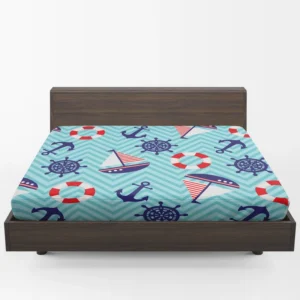 Baby Marine Anchor Sailboats Pattern Fitted Sheet 1