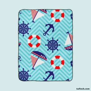 Baby Marine Anchor Sailboats Pattern Fleece Blanket 1