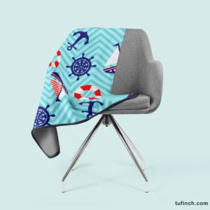 Baby Marine Anchor Sailboats Pattern Fleece Blanket 2