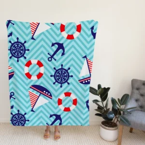 Baby Marine Anchor Sailboats Pattern Fleece Blanket