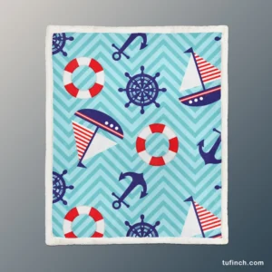 Baby Marine Anchor Sailboats Pattern Sherpa Fleece Blanket 1