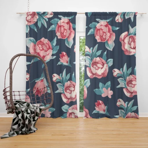 Baby Roses Hand Paint Curtain