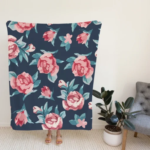 Baby Roses Hand Paint Fleece Blanket