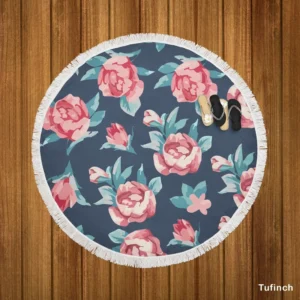 Baby Roses Hand Paint Round Beach Towel