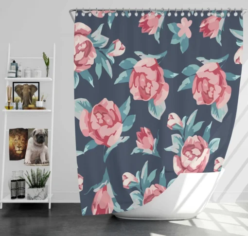 Baby Roses Hand Paint Shower Curtain