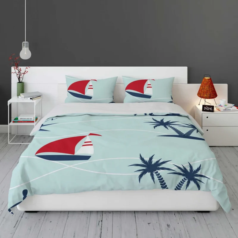 Baby Sailboat Palm Tree Bedding Set 1