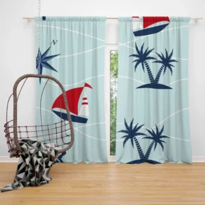 Baby Sailboat Palm Tree Curtain