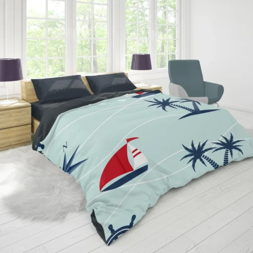 Baby Sailboat Palm Tree Duvet Cover 1