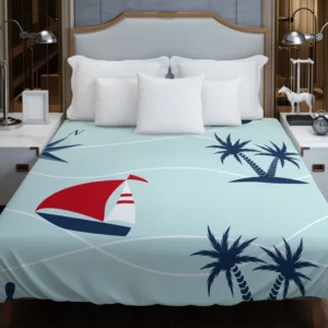 Baby Sailboat Palm Tree Duvet Cover