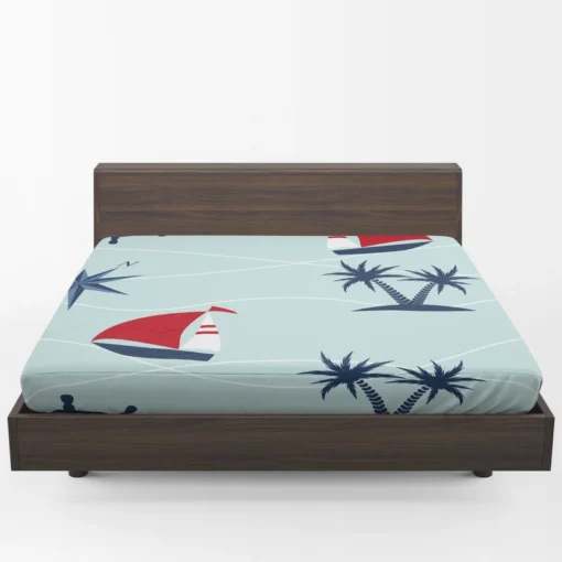 Baby Sailboat Palm Tree Fitted Sheet 1