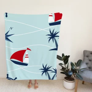 Baby Sailboat Palm Tree Fleece Blanket