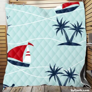 Baby Sailboat Palm Tree Quilt Blanket