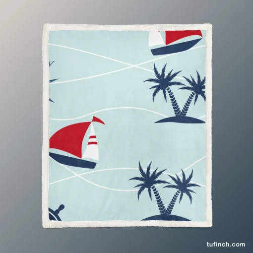 Baby Sailboat Palm Tree Sherpa Fleece Blanket 1