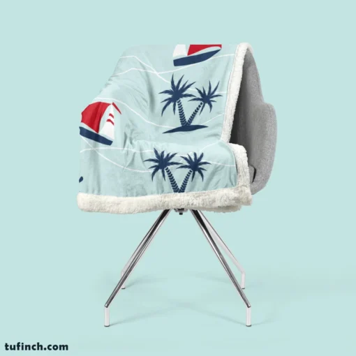 Baby Sailboat Palm Tree Sherpa Fleece Blanket 2