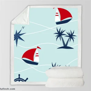 Baby Sailboat Palm Tree Sherpa Fleece Blanket