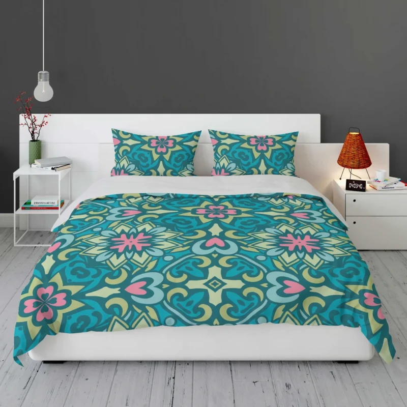 Ball Blue Pink Mexican Talavera Pattern Bedding Set 1