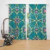 Ball Blue Pink Mexican Talavera Pattern Curtain