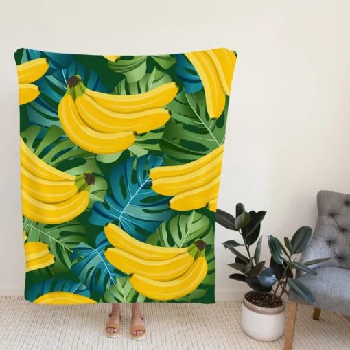 Banana Bunch Design Fleece Blanket